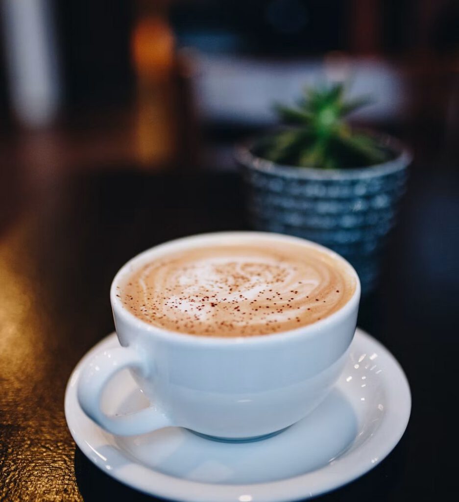 Cup of coffee on a café table